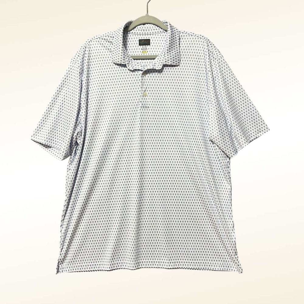 Greg Norman Collection White Geometric Polo Shirt Size XL